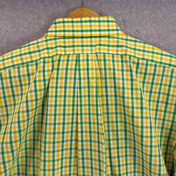 Maus & Hoffman Mens XXL Green‎ Yellow Gingham Short Sleeve Cotton Shirt Buttoned - Picture 11 of 15
